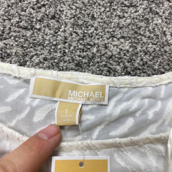 Michael Kors blouse womens small White Sheer Tie bow Summer overlay Elegant - Picture 5 of 9